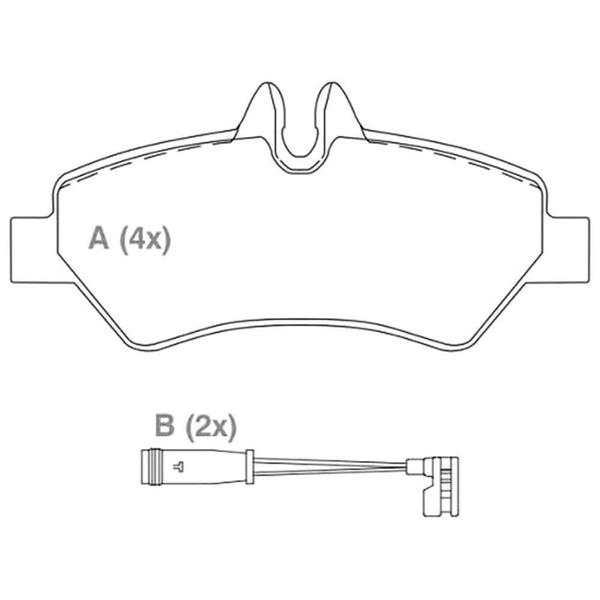 Imagem de Kit Pastilha Freio Traseira MB Sprinter 311 415 2012 a 2019 Willtec PW207