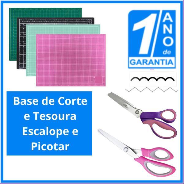 Imagem de Kit Patchwork Base de Corte Tesoura Escalope e Picotar