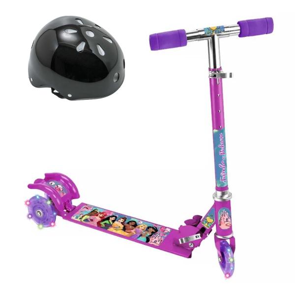 Imagem de Kit Patinete Moana e Princesa Scooter 3 Rodas + Capacete