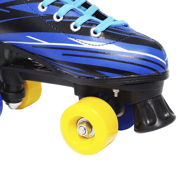 Imagem de Kit Patins Clássico Quad 4 Rodas Roller + Acessórios Masculino Menino Azul Importway BW-021-AZ