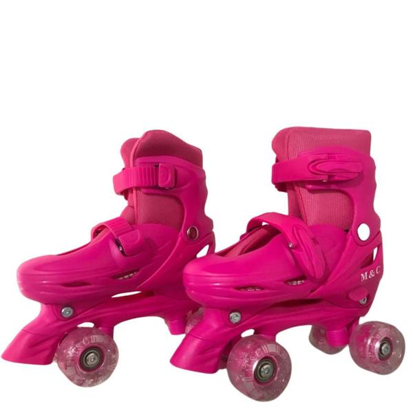 Imagem de Kit Patins Infantil Menina Ajustavel+Protecao Tamanho:35-38