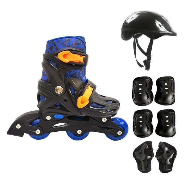 Imagem de Kit Patins Roller Infantil Masculino 3 Rodas Rollerblade