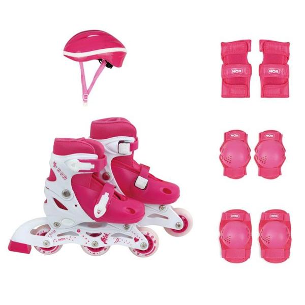 Imagem de Kit Patins Roller Infantil Rosa 34-37 Mor 40600103