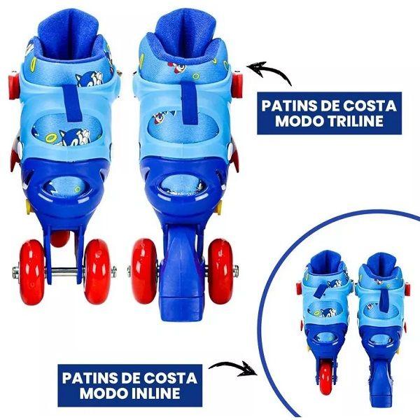 Imagem de Kit Patins Sonic Modo Inline e Triline TAM 28-31 BBR TOYS