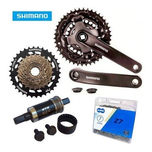 Imagem de Kit Pe De Vela Shimano Corrente Catraca 7v Central Bike 301