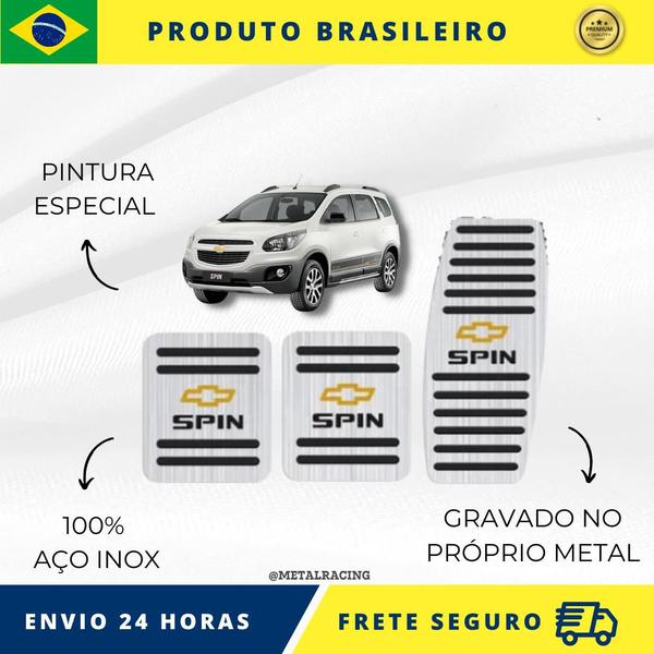 Imagem de KIT Pedaleira de Carro 100% AÇO INOX modelo do carro Chevrolet Spin Manual 2017, Acima serve com perfeição  Premium Envio Rápido Brasil