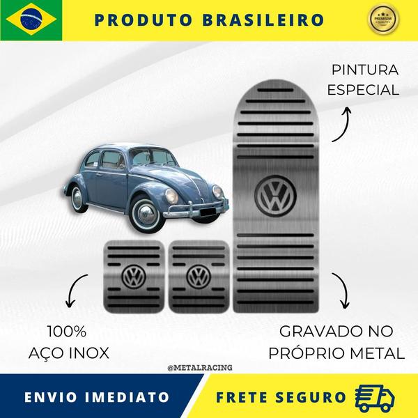 Imagem de KIT Pedaleira de Carro 100% AÇO INOX modelo do carro Volkswagen Fusca 1950 A 1996 Envio Rápido Brasil