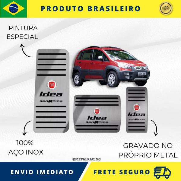 Imagem de KIT Pedaleira de Carro E Descanso de PÉ 100% AÇO INOX modelo do carro Fiat Idea Sporting 2011 acima  Envio Rápido Brasil