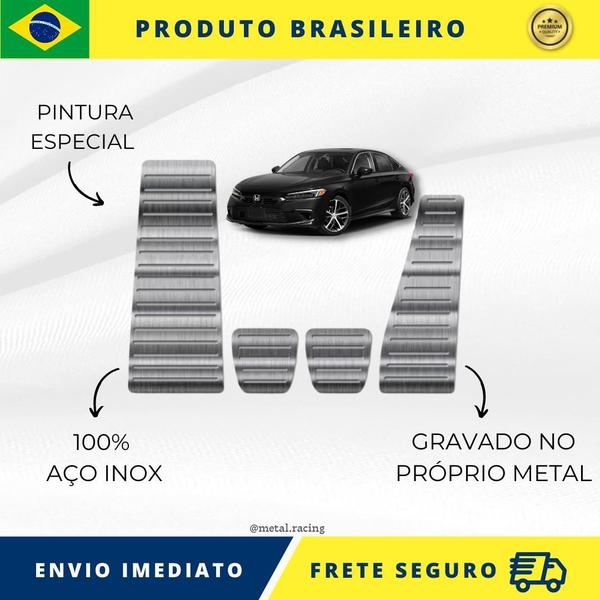 Imagem de KIT Pedaleira de Carro E Descanso de PÉ 100% AÇO INOX modelo do carro Honda Civic 2006 a 2011   Envio Rápido Brasil