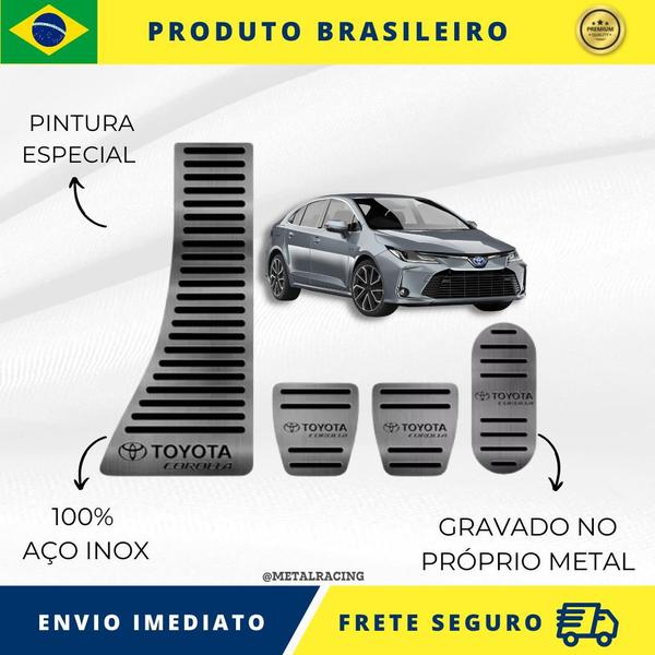 Imagem de KIT Pedaleira de Carro E Descanso de PÉ 100% AÇO INOX modelo do carro Toyota Corolla 1966 acima  Envio Rápido Brasil