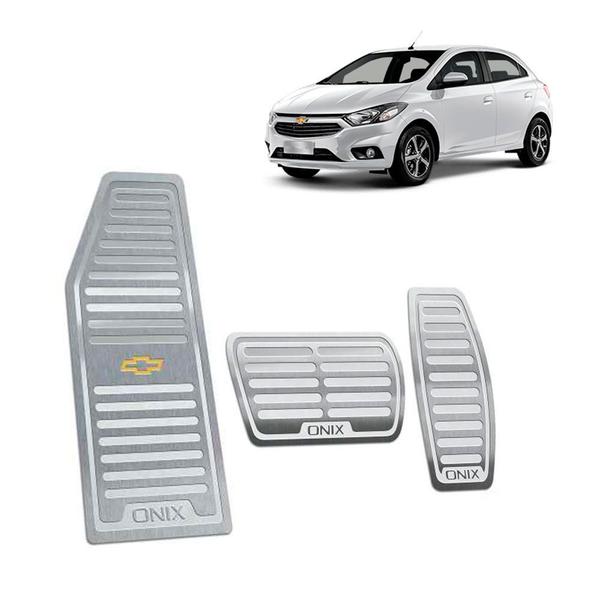 Imagem de Kit pedaleira + descanso chevrolet onix automatico aço inox