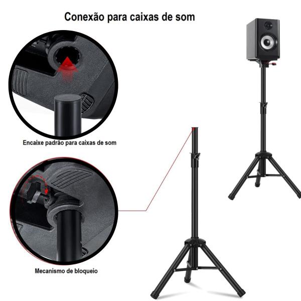 Imagem de Kit Pedestal Suporte Tripé para Caixa de Som + Bag