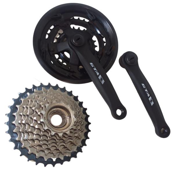 Kit Pedevela Mtb 24/34/42 Bike Catraca Roda Livre 13/32 9V - PACO ORIGINAL REBECHI BIKES CICLISMO SPORTS Imagem de Kit Pedevela Mtb 24/34/42 Bike Catraca Roda Livre 13/32 9V