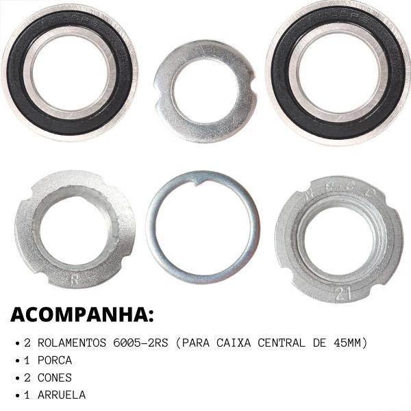 Imagem de Kit Pedivela Monobloco Pé de Vela de Bicicleta + Movimento Central 45mm Esferado Preto Bike