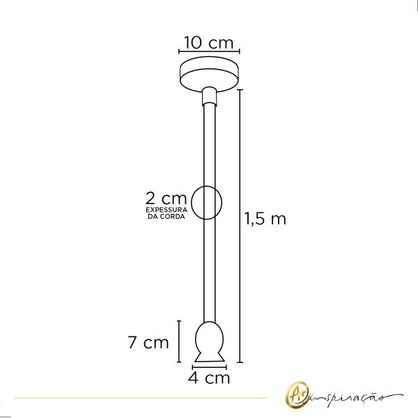 Imagem de Kit Pendente Corda De 1,5m Cru Bivolt Com Lâmpada Inclusa 1XE27 Bulbo G95 Filamento LED