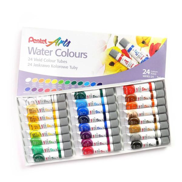 Imagem de Kit Pentel Arts Aquarela 24 Cores Vibrantes Tubos com 5ml