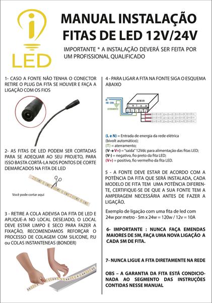 Imagem de Kit Perfil Embutir 1m Alumínio 36x27mm + Fita 120 LEDS/M + Fonte 2A