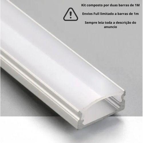 Imagem de Kit Perfil Sobrepor 17mm Aluminio Para Fita Led 2 Metros