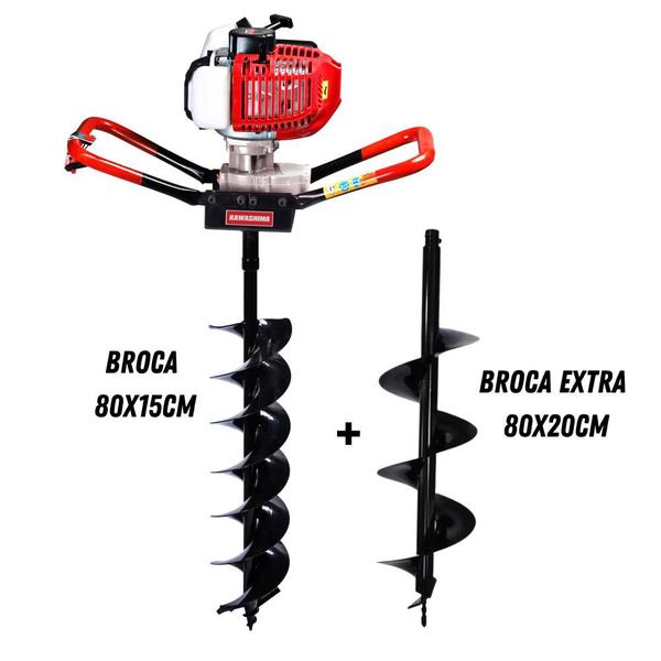 Imagem de KIT Perfurador De Solo Kawashima ED43 42.7cc Com Broca 15 cm + Broca de 80 X 20 cm