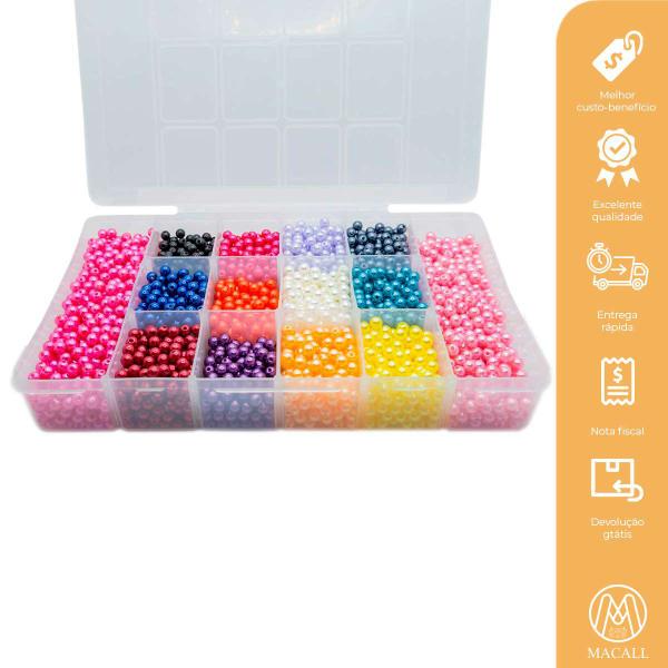 Imagem de Kit Pérolas 6mm 3200pçs Miçangas Diversas Cores + Caixa Divisória Bijuteria Artesanato