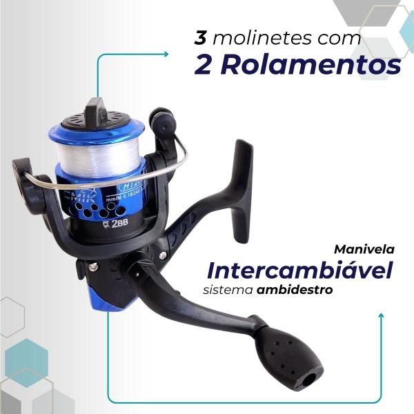 Imagem de Kit Pesca 3 Varas + 3 Molinetes Ultra Light + Acessórios