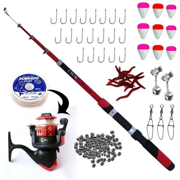 Imagem de Kit Pesca Completo Vara Molinete + Acessórios