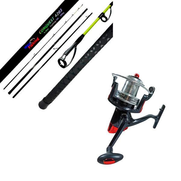 Imagem de Kit Pesca Vara Way Fishing Conquest 4203 3 Pts + Molinete Turin 6000 Long Cast