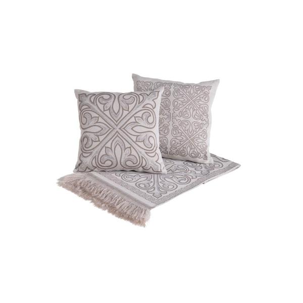 Kit Peseira Cama C/ Almofada Cheia King 5 Pçs Jacquard Cáqui - Gabriel Imagem de Kit Peseira Cama C/ Almofada Cheia King 5 Pçs Jacquard Cáqui