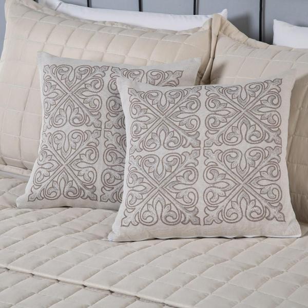 Kit Peseira Cama C/ Almofada Cheia King 5 Pçs Jacquard Cáqui - Gabriel Imagem de Kit Peseira Cama C/ Almofada Cheia King 5 Pçs Jacquard Cáqui