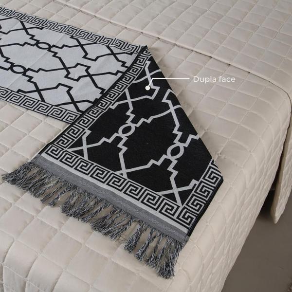 Imagem de Kit Peseira Cama C/ Almofada Cheia King 5 Pçs Jacquard Preto