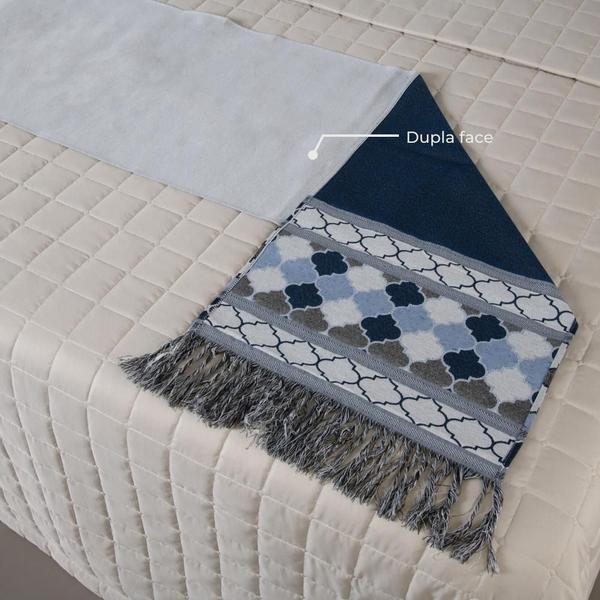 Kit Peseira Cama C/Almofadas Cheias King 5 Pçs Jacquard Azul - Gabriel Imagem de Kit Peseira Cama C/Almofadas Cheias King 5 Pçs Jacquard Azul