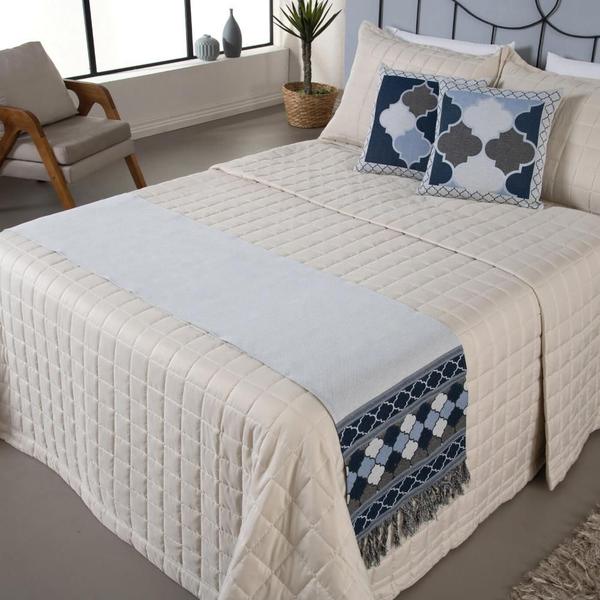 Imagem de Kit Peseira Cama Com Almofadas Cheias Queen 5 Pçs Jacquard