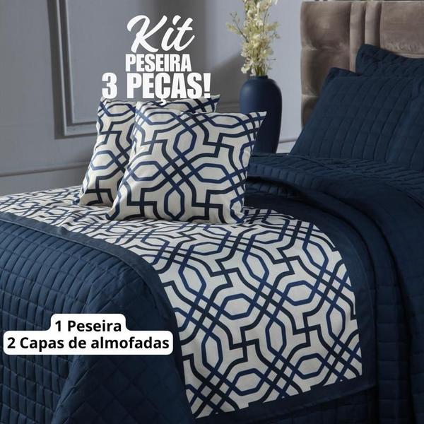Kit Peseira Decoração Quarto Elegante com Capa de Almofada Solteiro 3 Peças. - Textilar Imagem de Kit Peseira Decoração Quarto Elegante com Capa de Almofada Solteiro 3 Peças.