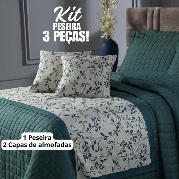 Imagem de Kit Peseira Decoração Quarto Elegante com Capa de Almofada Solteiro 3 Peças.