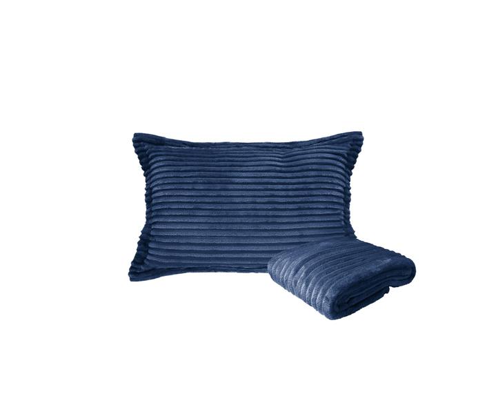 Imagem de Kit peseira e porta travesseiro soft azul  - cama solteiro