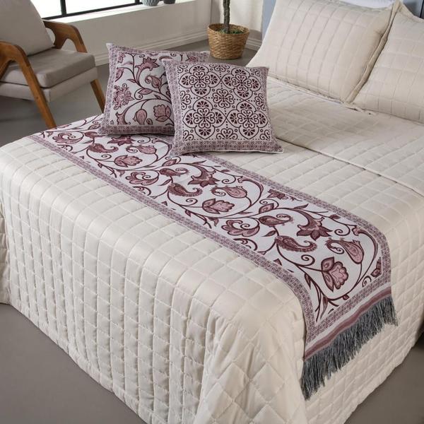 Imagem de : Kit Peseira Grécia Para Cama Com Almofadas Cheias King 5 Pçs Jacquard