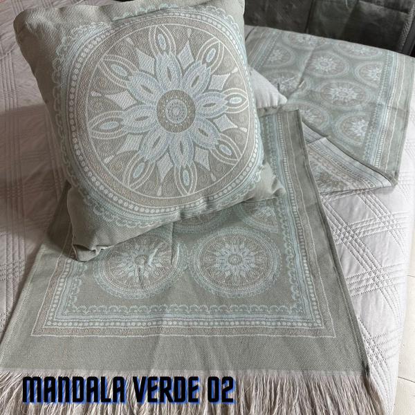 Imagem de Kit Peseira p/ Cama ou Sofá Algodão + 2 Almofada Estampadas Linhão Decoração Sofisticada Luxo