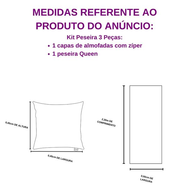 Imagem de Kit Peseira Xale Cama Queen 2 Capas De Almofada