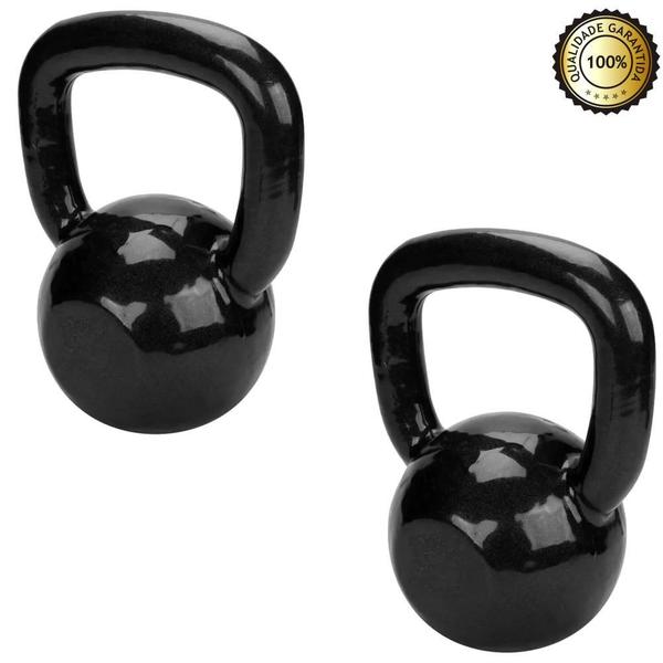 Imagem de Kit Peso Kettlebell Emborrachado Treinament Funcional 4/6 Kg