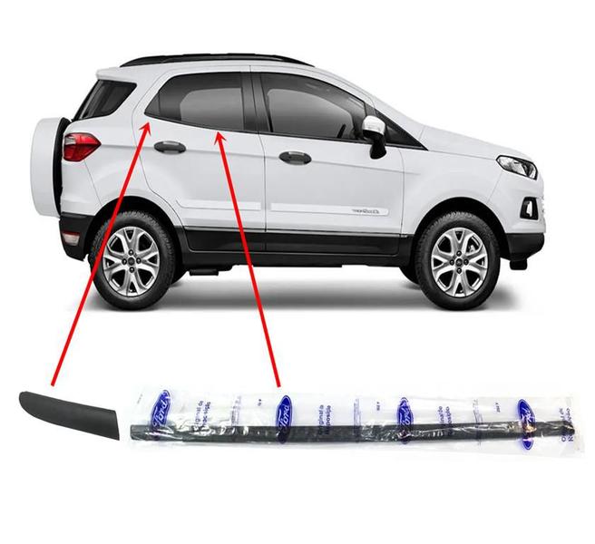 Imagem de Kit Pestana Externa Porta Traseira Direita + Moldura de Acabamento Original Nova Ecosport 13 a 20