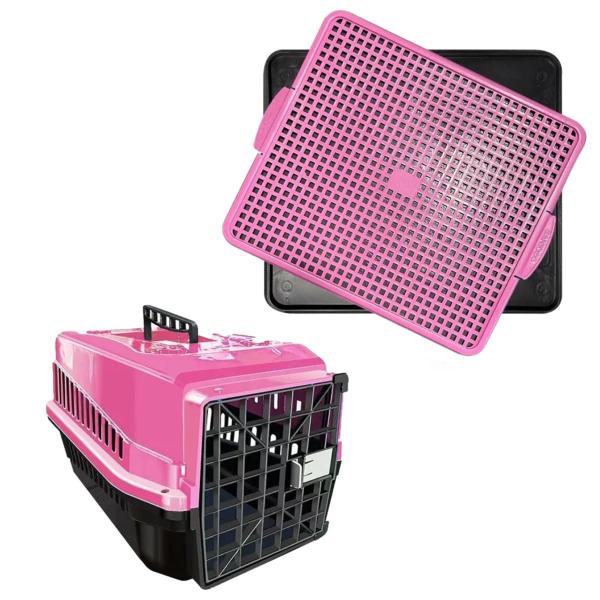 Imagem de Kit Pet Caixa Transporte N2 Rosa + Tapete Sanitario Dog Xixi