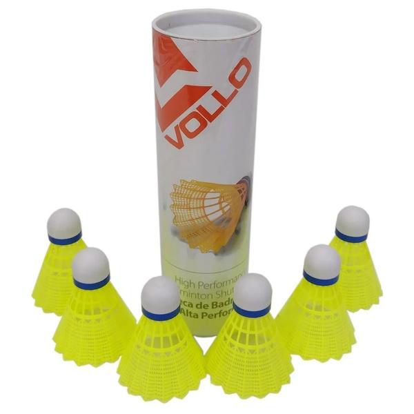 Imagem de Kit Petecas Badminton Vollo VB600 Base Cortiça 6g Super Leve