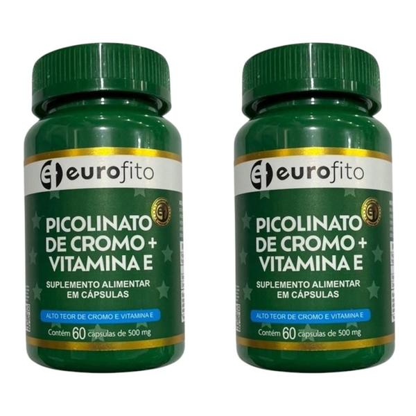 Imagem de Kit Picolinato De Cromo + Vitamina E Eurofito 2 Potes 60 Cápsulas Cada