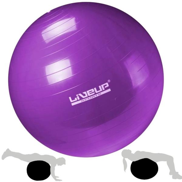 Imagem de Kit Pilates Bola Suica 55 Cm + Faixa Elastica Media + Overball 25cm + Par de Pegador  Liveup Sports 