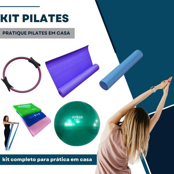 Imagem de Kit Pilates Residencial Completo Colorido Ahead Sports