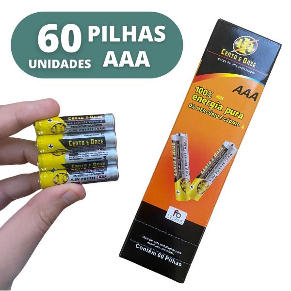 Imagem de Kit Pilhas 60 Unidades AA Comum + 60 Unidades AAA Palito Para Controle Relógio