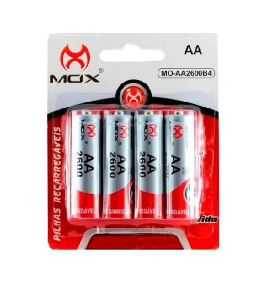 Imagem de Kit Pilhas Recarregáveis Mox AA Com 8 Unidades 2600 Mah