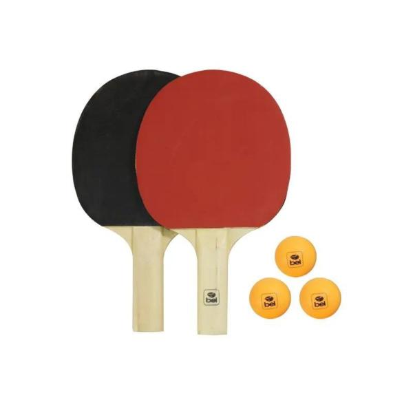 Imagem de Kit Pin-Pong 2 Raquetes de Madeira 3 Bolinhas 40mm Belfix