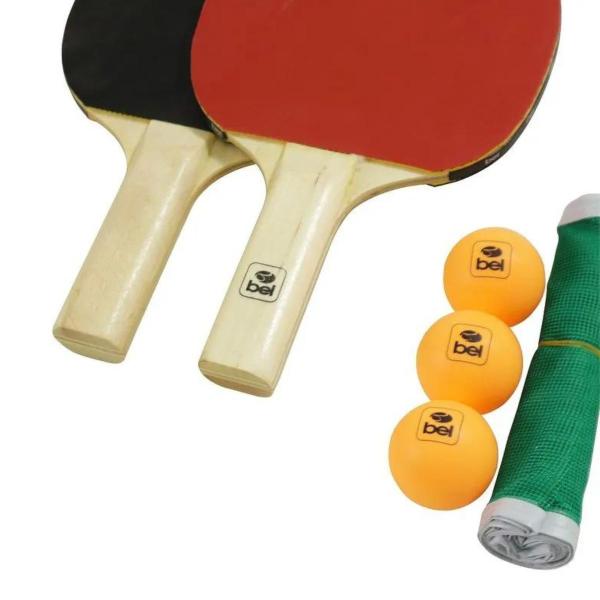 Imagem de Kit Pin-Pong Espessura até 38mm com Raquetes Rede 3 Bolinhas Belfix