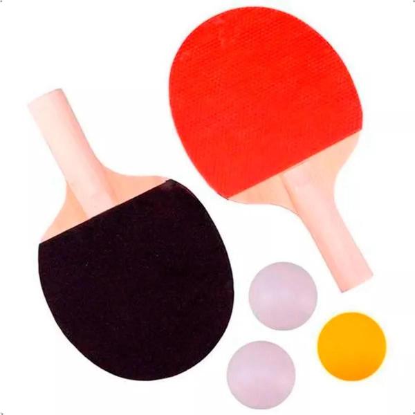 Imagem de Kit Ping Pong 2 Raquetes 3 Bolas Tênis Rede Suporte Completo